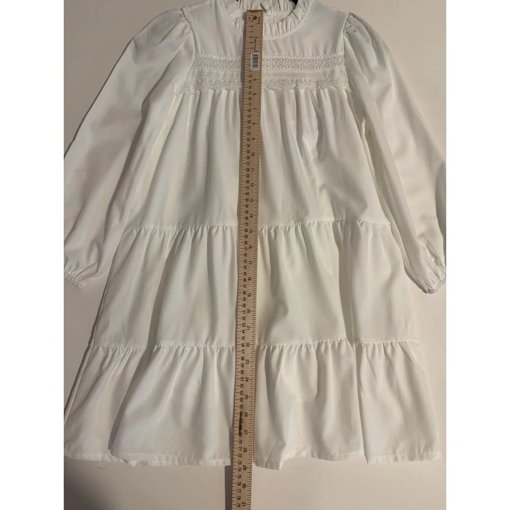 NWT Girls 8-9Y White Lace Tiered Dress First Communion Flower‎ Girl Cottagcore